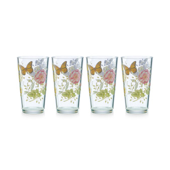 Butterfly Meadow Collection Acrylic Highball Glasses, Set of 4