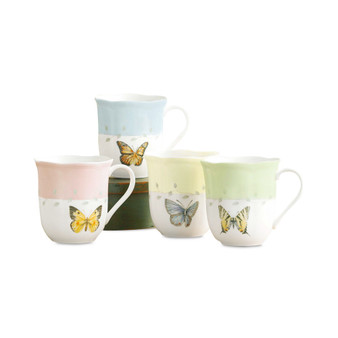 Butterfly Meadow 12 oz. Porcelain Mugs, Set of 4