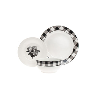 Damier Dinner Plates Salad Plates Bowls Set, 12 Piece