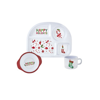 The World of Eric Carle Holiday, The Very Hungry Caterpillar Happy Holidays Kids Melamine 3 Piece Set