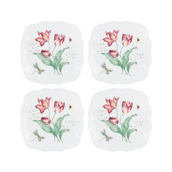 Butterfly Meadow Square Accent Plate Set, Set of 4