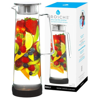 Bali Water Infuser Pitcher with Stainless Steel Filter Lid, 50 fl oz Capacity