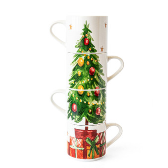 Christmas Tree Stackable Mugs, Set of 4