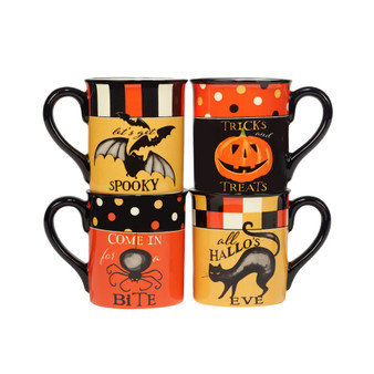 Spooky Halloween Set of 4 Mugs, Service for 4