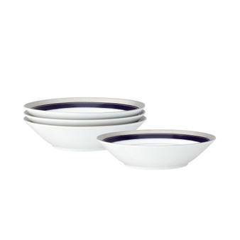 Crestwood Cobalt Platinum Set of 4 Soup Bowls, Service For 4