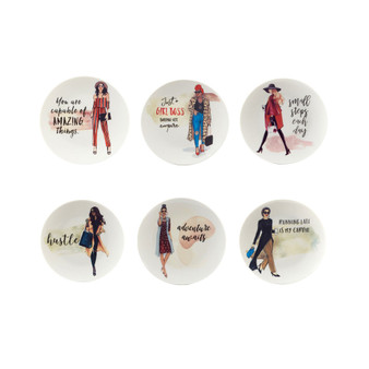 Girlfriends 6" Assorted Round Canape Plates, Set of 6