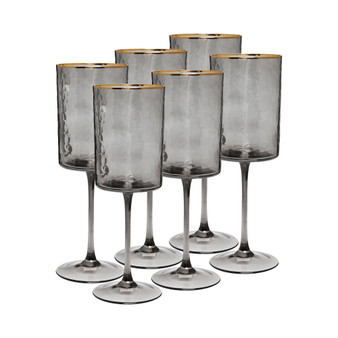 Smoked Square Shaped Wine Glasses 6 Piece Set, Service for 6