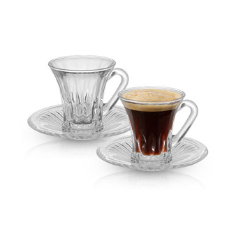 Belle Glass Coffee or Tea Mug with Saucer, 2 Piece