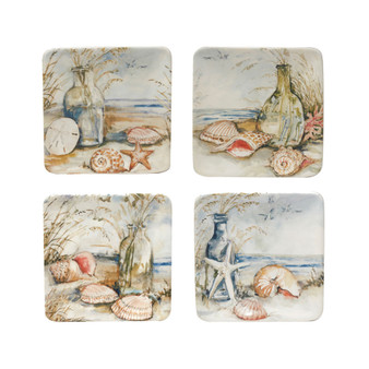 Coastal Landscape Set of 4 Canape Plates, 6"