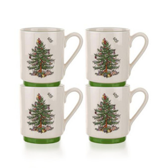 Christmas Tree Stacking Mugs, Set of 4