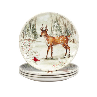 Winter's Walk 4 Piece Dinner Plate Set