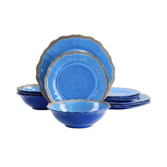 Glossy Andres 12 Piece Melamine Dinnerware Set, Service for 4