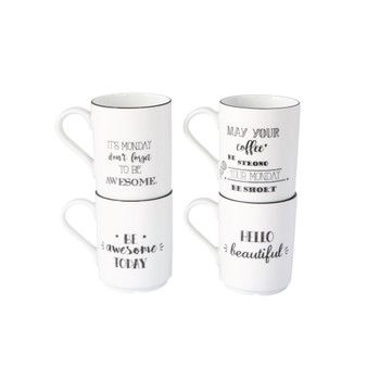 Be Happy 4-Piece Mug Set