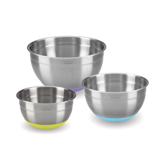 Stainless Steel Mixing Bowls with Non-Slip Bases, Set of 3