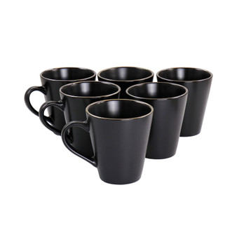 Gold-Tone Trim Mateo 6 Piece Stoneware Mug Set, Service for 6