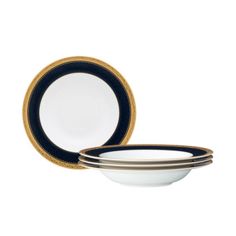 Odessa Cobalt Gold Set of 4 Soup Bowls, Service For 4