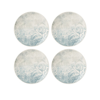 Textured  Neutrals Floral Accent Plates Set/4