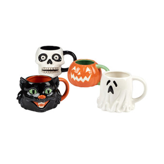 Scaredy Cat 3D Mug, Set of 4