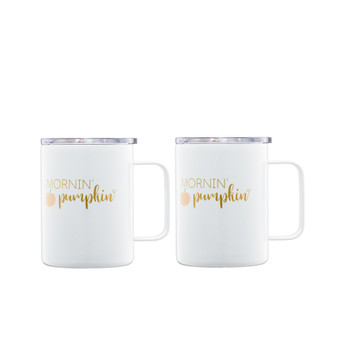 Mornin' Pumpkin Insulated Coffee Mugs, Set of 2
