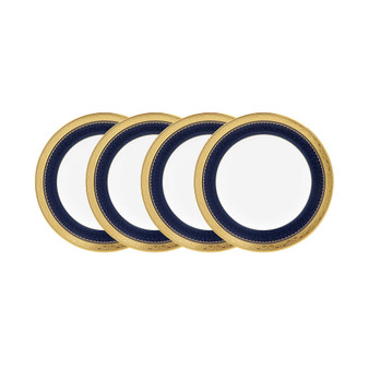 Odessa Cobalt Gold Set of 4 Bread Butter and Appetizer Plates, Service For 4
