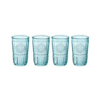 Light Blue Romantic Water Glasses, Set of 4