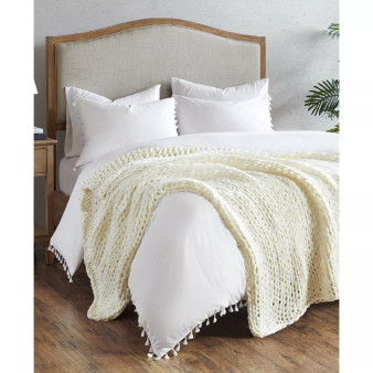 Chunky-Knit Handmade Throw, 50" x  60"