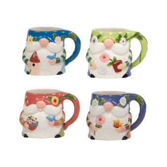 Garden Gnomes Set of 4 3-D Gnome Mugs
