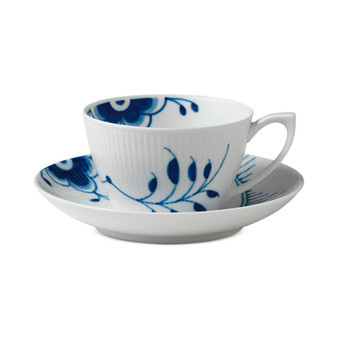 Blue Fluted Mega Teacup & Saucer