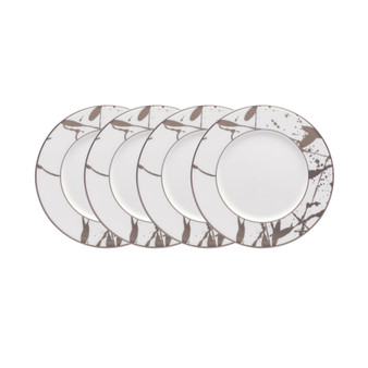 Raptures Platinum Set of 4 Bread Butter and Appetizer Plates, Service For 4