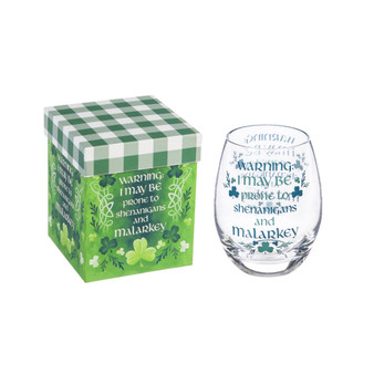 Stemless Wine Glass with Box 17oz Celtic Memories