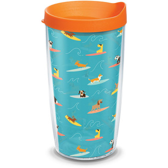 Tervis Surf Dogs Made in USA Double Walled  Insulated Tumbler Travel Cup Keeps Drinks Cold & Hot, 16oz, Clear