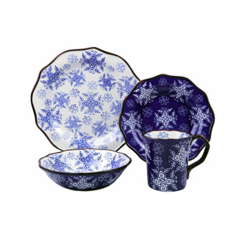 Samana Collection 16 Piece Wavy Edge Stoneware Set