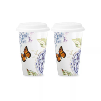 Butterfly Meadow Thermal Travel Mugs, set of 2