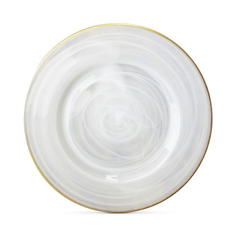Jay Import Alabaster Glass Charger Plate With Gold-Tone Rim