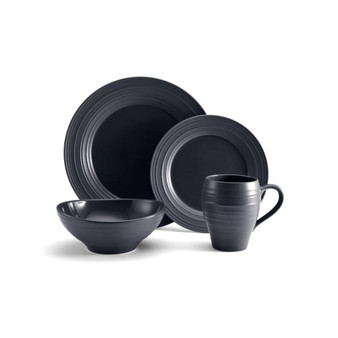 Swirl 4 Piece Place Setting-Graphite, Service for 1