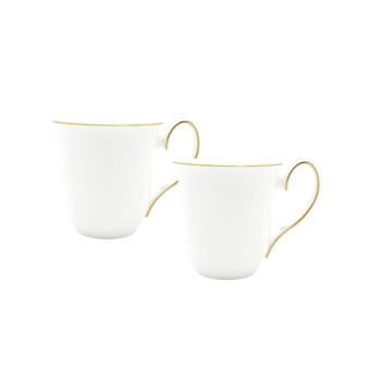 Amelie Brushed Gold Rim Mugs - Set of 2