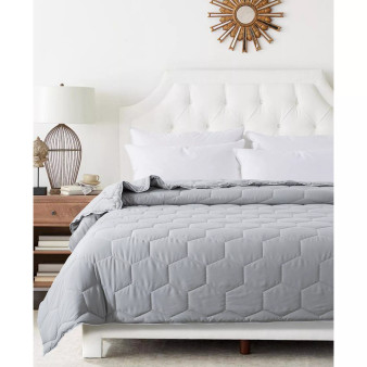 Honeycomb Down Alternative Blanket with Contrast Trim, Full/Queen