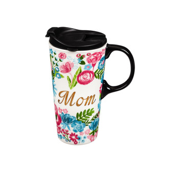 Beautiful Mom Metallic Ceramic Travel Cup with Lid - 5 x 4 x 7 Inches