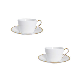 Golden Edge Cups & Saucers - Set of 2