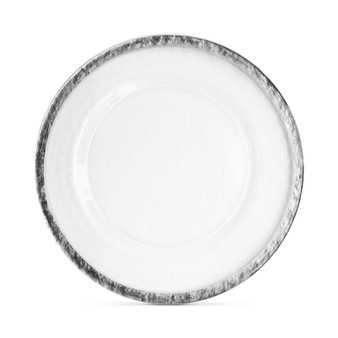 Jay Import Hammered Ice Glass Charger Plate With Silver-Tone Band