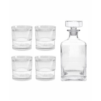 NoHo Clear Decanter 25.4 oz, DOF (double old fashioned) 9.85 oz Set