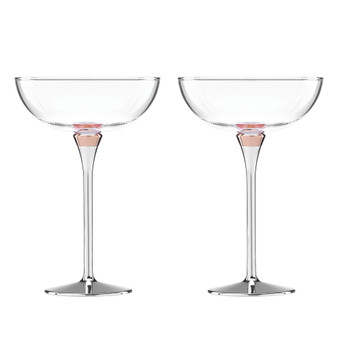 new york Rosy Glow Champagne Saucer Pair