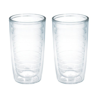 Tervis  Clear & Colorful Tabletop Made in USA Double Walled  Insulated Tumbler Travel Cup Keeps Drinks Cold & Hot, 16oz - 2pk, Clear