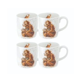 Royal Worcester Wrendale Orangutangle Mug Set/4