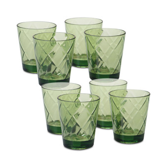 Green Diamond Acrylic 8-Pc. Double Old Fashioned Glass Set