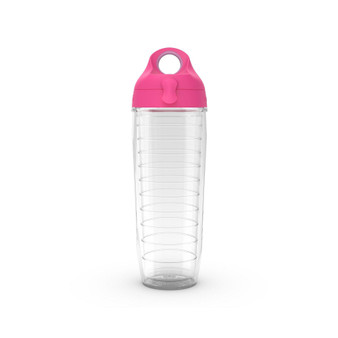 Tervis Clear & Colorful Lidded Made in USA Double Walled  Insulated Tumbler Travel Cup Keeps Drinks Cold & Hot, 24oz Water Bottle, Passion Pink Lid