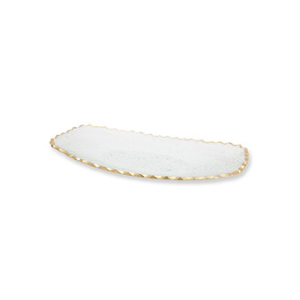 16"L Glass Oblong Tray With Gold Edge