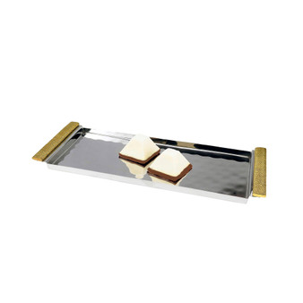 14" Rectangular Serving Tray with Gold Handles