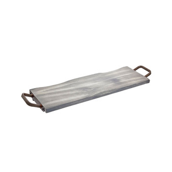 Grey Wash Wood & Metal 26" Rectangular Tray