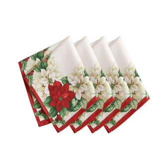 Red and White Poinsettias Napkin, Set of 4